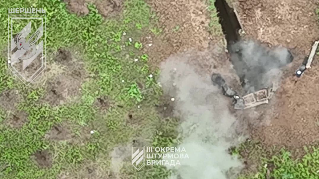 Russian firing position destroyed by Ukranian drone strike unit